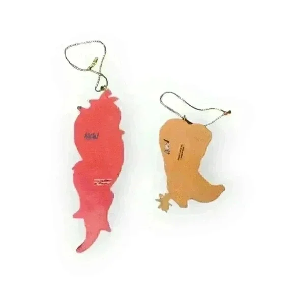 Kurt Adler Christmas Ornaments Southwestern Red Hot Chili Peppers & Cowboy Boots - Picture 2 of 6